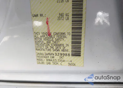 2015 Nissan Altima 2.5 S из США, поврежденный, VIN 1N4AL3AP6FN329988